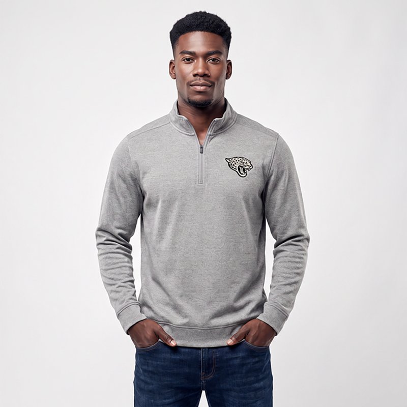 Men's Antigua  Heather Gray Jacksonville Jaguars Subtle Quarter-Zip Top