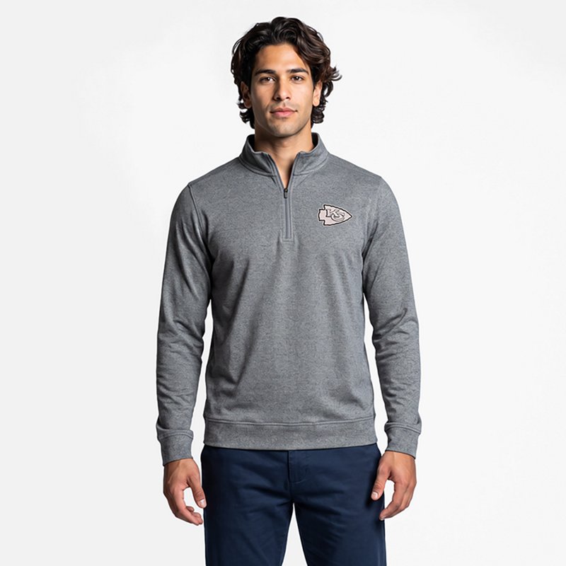 Men's Antigua  Heather Black Kansas City Chiefs Subtle Quarter-Zip Top
