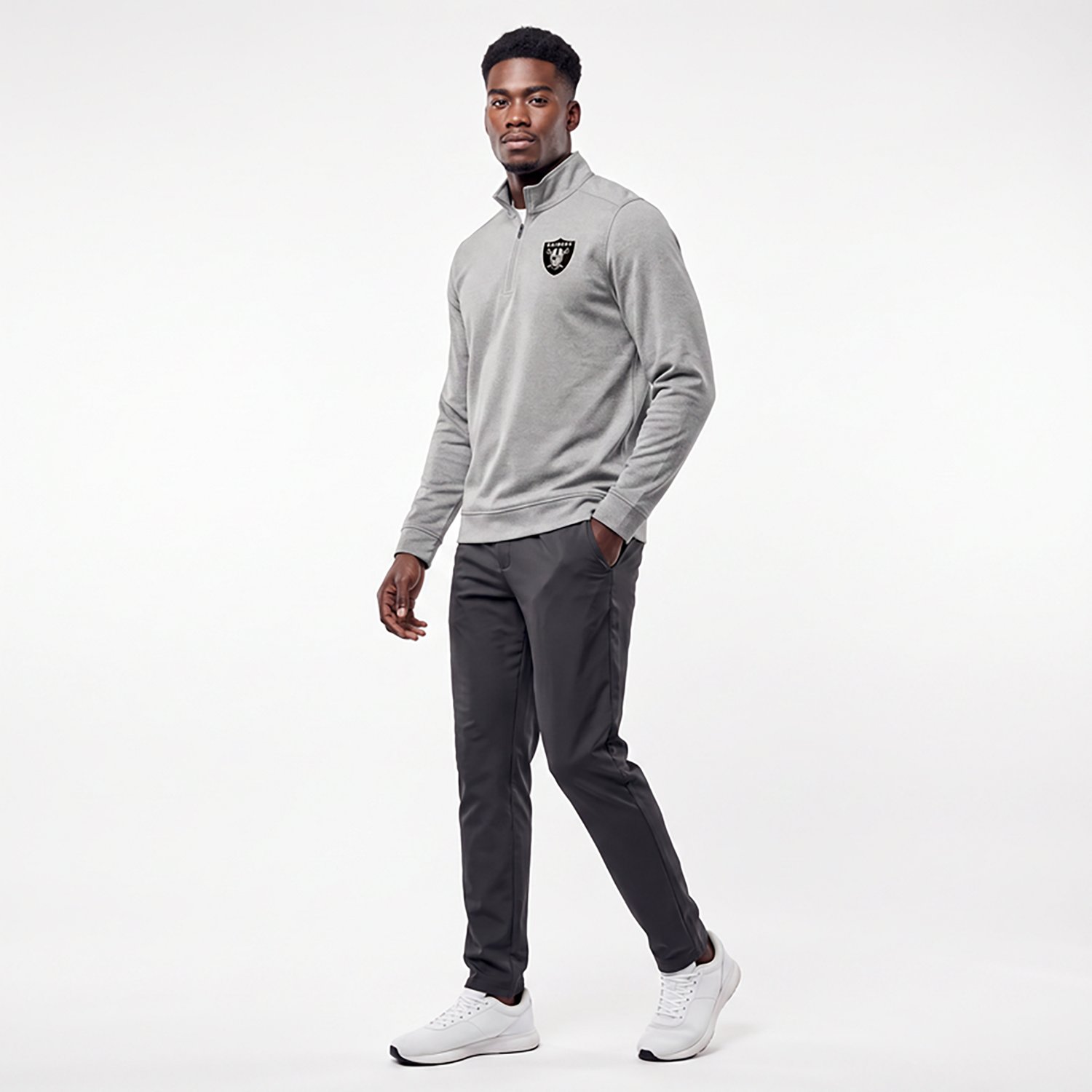 Antigua Men's Las Vegas Raiders Subtle 1/4-Zip Pullover Top - view number 2