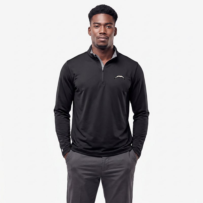 Men's Antigua  Black Los Angeles Chargers Content Quarter-Zip Pullover Top