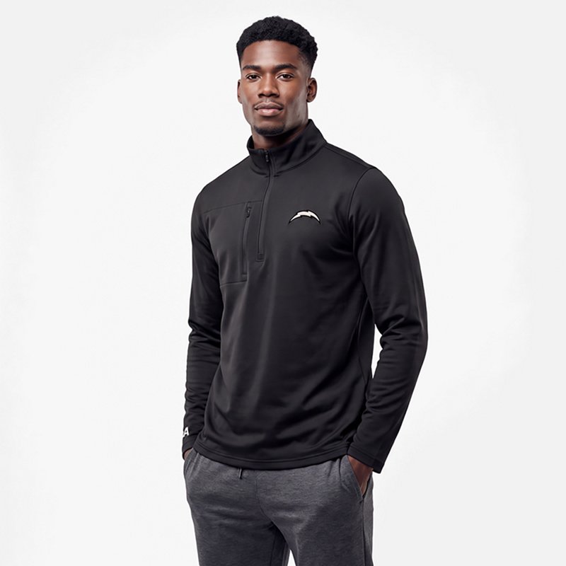 Men's Antigua  Black Los Angeles Chargers Insider Quarter-Zip Jacket