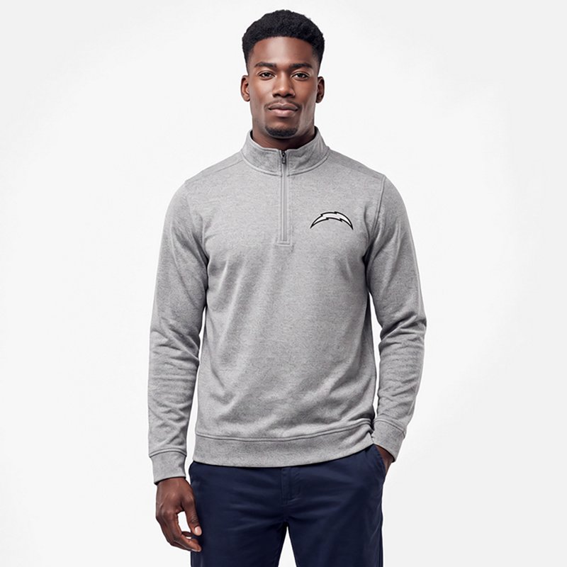 Men's Antigua  Heather Gray Los Angeles Chargers Subtle Quarter-Zip Top