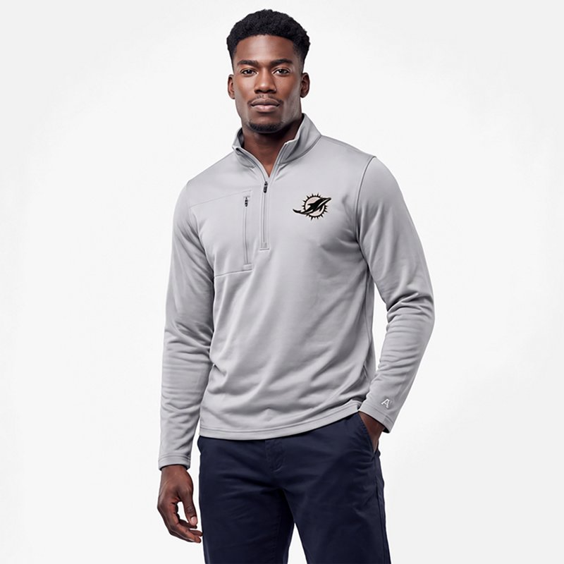Men's Antigua  Gray Miami Dolphins Insider Quarter-Zip Jacket