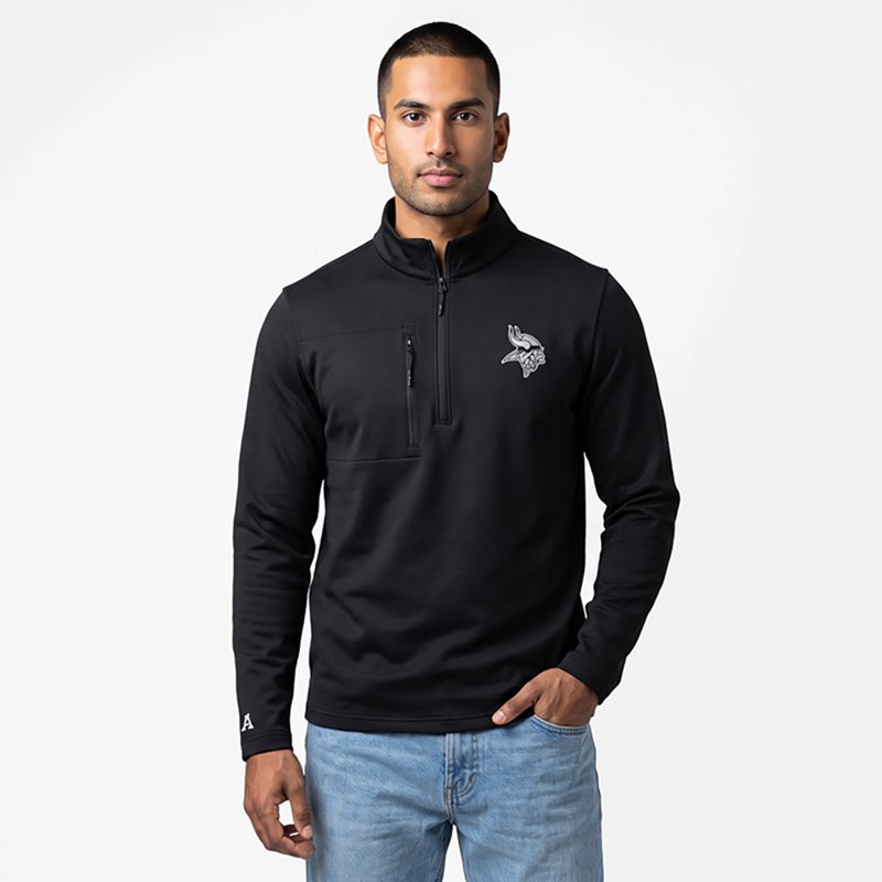 Men's Antigua  Black Minnesota Vikings Insider Quarter-Zip Jacket