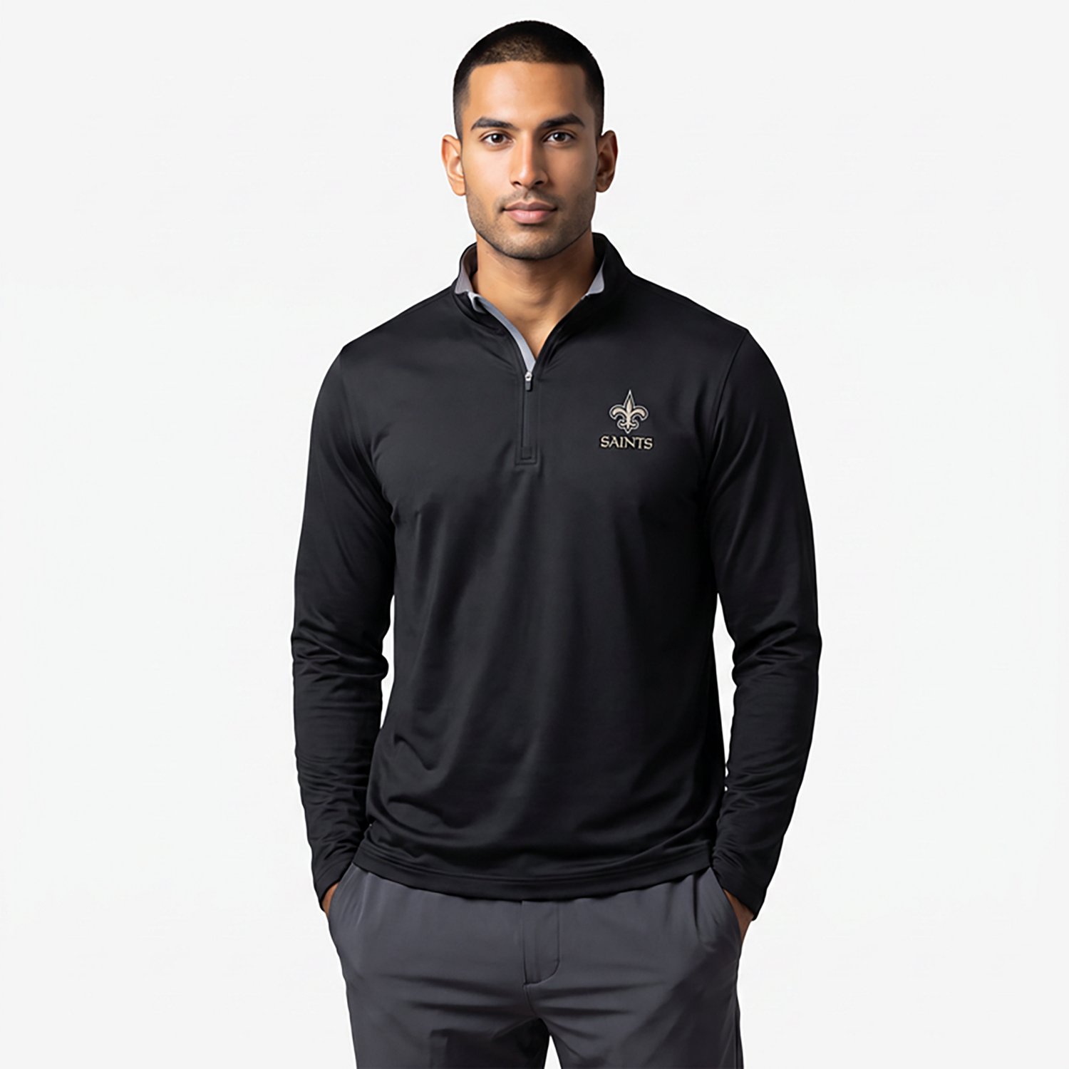 Antigua Men's New Orleans Saints Content 1/4-Zip Pullover Top
