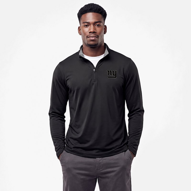 Men's Antigua  Black New York Giants Content Quarter-Zip Pullover Top