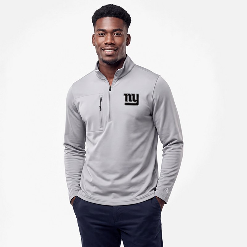 Men's Antigua  Gray New York Giants Insider Quarter-Zip Jacket