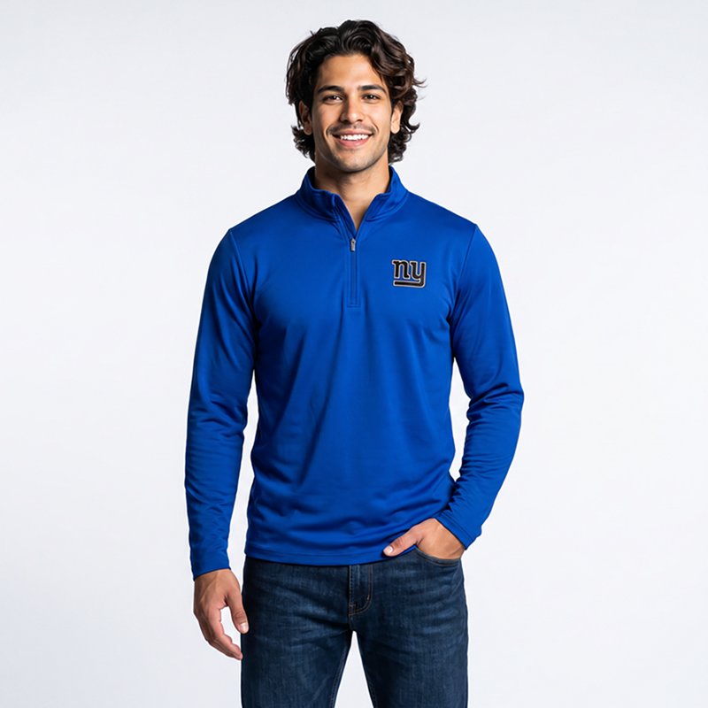 Men's Antigua  Royal New York Giants Reprocess Quarter-Zip Top