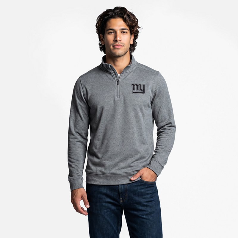Men's Antigua  Heather Black New York Giants Subtle Quarter-Zip Top