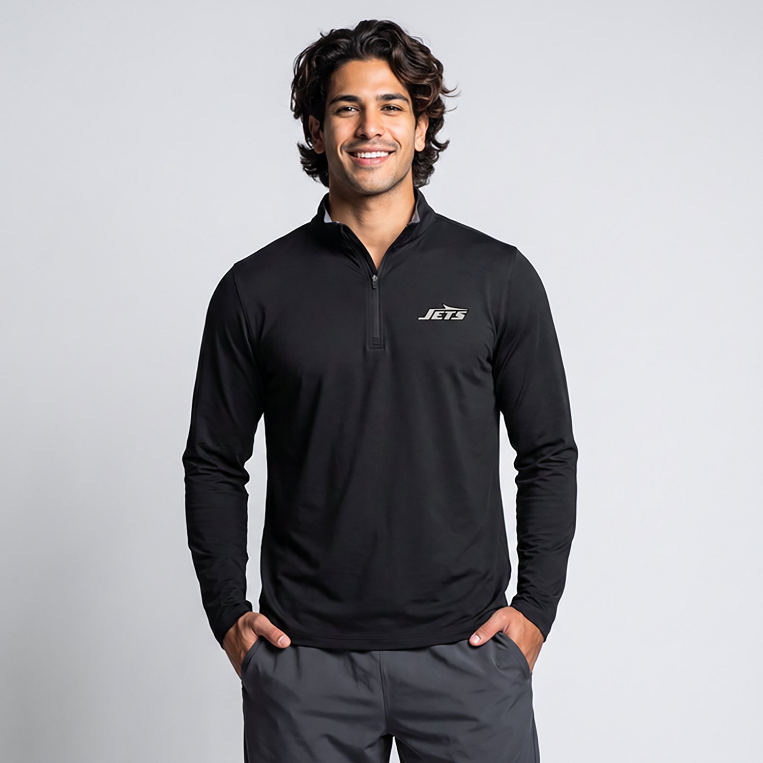 Antigua Men's New York Jets Content 1/4-Zip Pullover Top