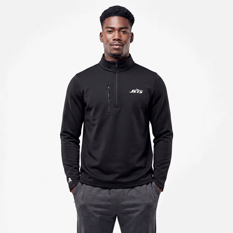 Men's Antigua  Black New York Jets Insider Quarter-Zip Jacket