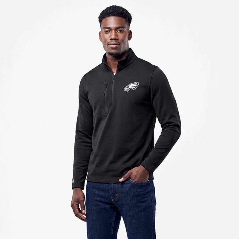Men's Antigua  Black Philadelphia Eagles Insider Quarter-Zip Top