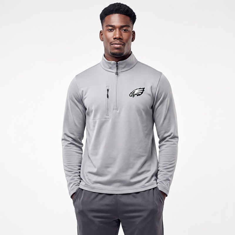Men's Antigua  Gray Philadelphia Eagles Insider Quarter-Zip Top