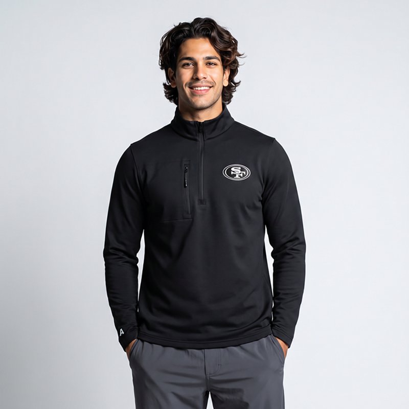 Men's Antigua  Black San Francisco 49ers Insider Quarter-Zip Jacket