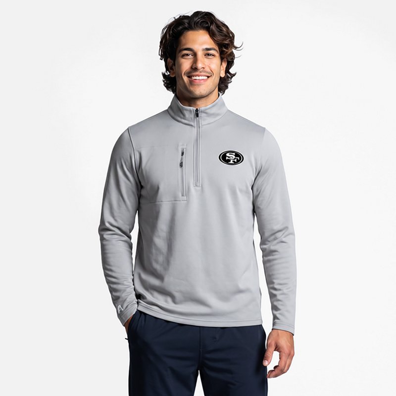 Men's Antigua  Gray San Francisco 49ers Insider Quarter-Zip Jacket