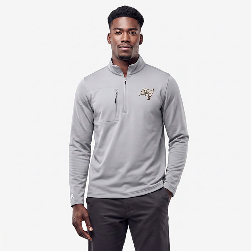 Men's Antigua  Gray Tampa Bay Buccaneers Insider Quarter-Zip Jacket