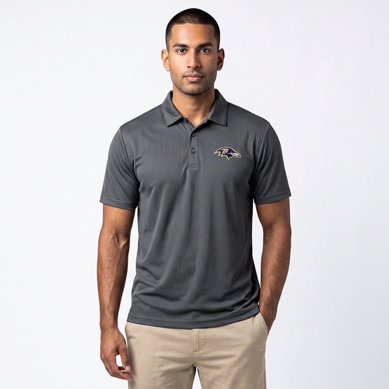 Men's Antigua  Pewter Baltimore Ravens Ellipse Performance Polo