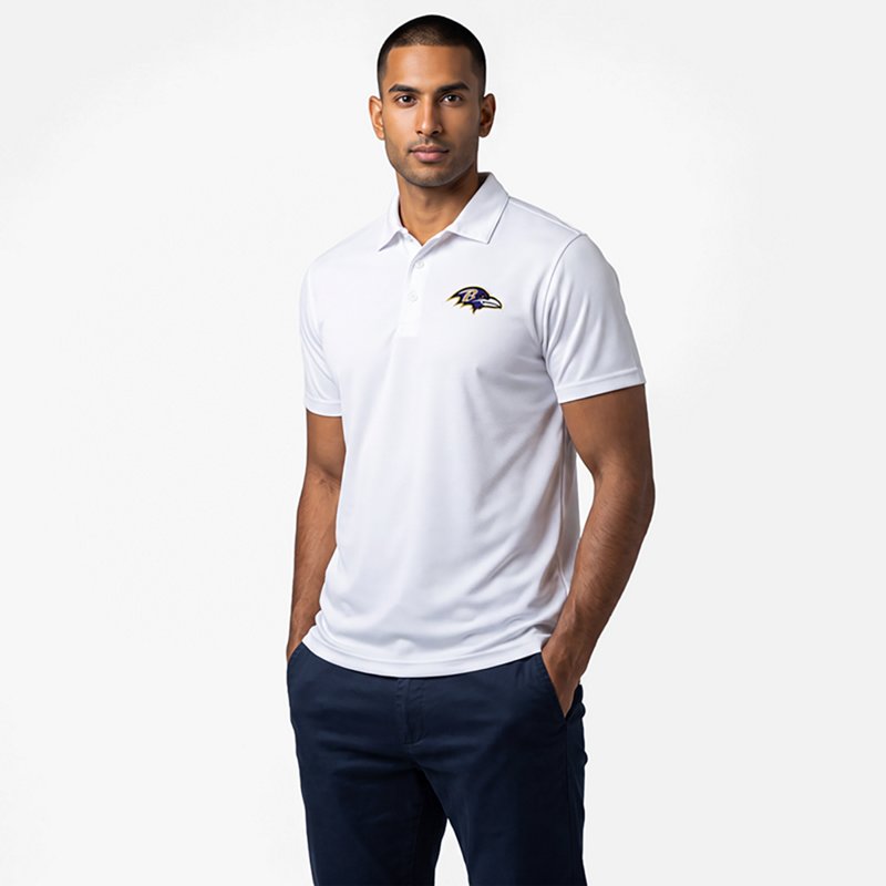 Men's Antigua  White Baltimore Ravens Ellipse Performance Polo