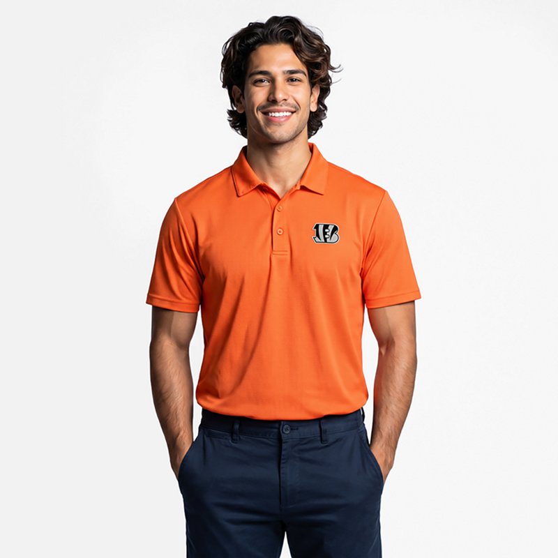 Men's Antigua  Orange Cincinnati Bengals Ellipse Performance Polo