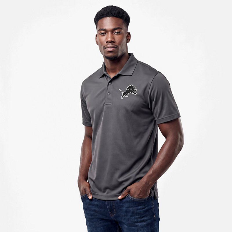 Men's Antigua  Pewter Detroit Lions Ellipse Performance Polo