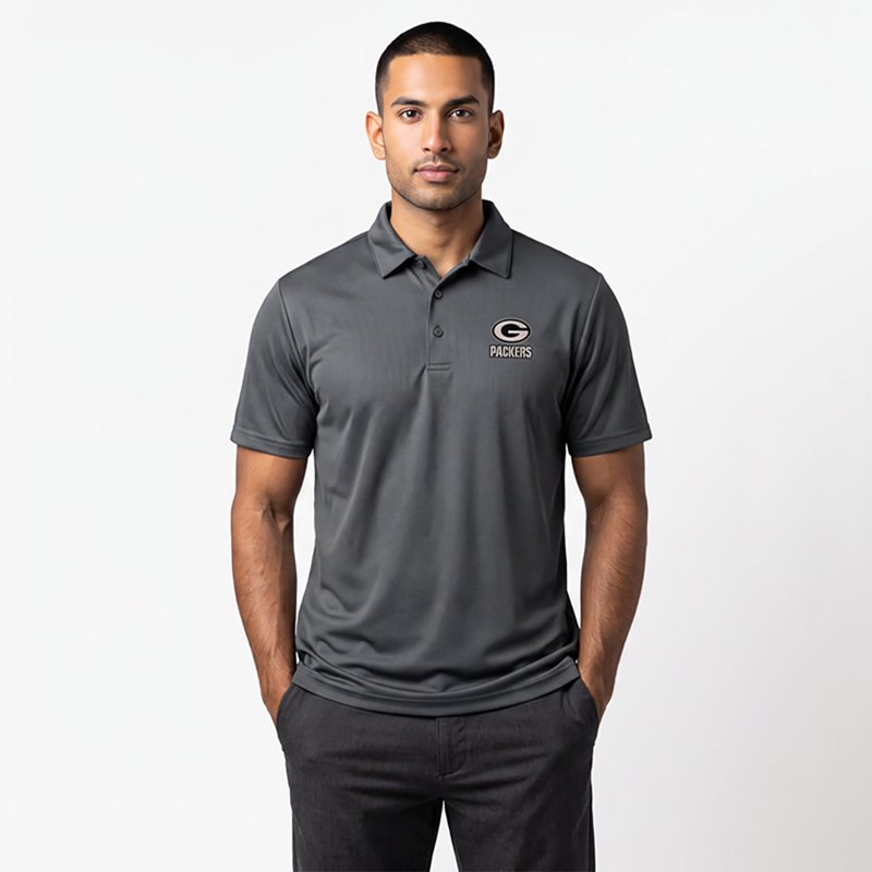 Men's Antigua  Pewter Green Bay Packers Ellipse Performance Polo
