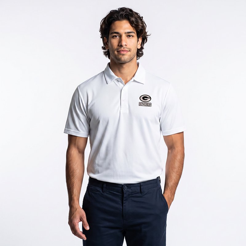 Men's Antigua  White Green Bay Packers Ellipse Performance Polo
