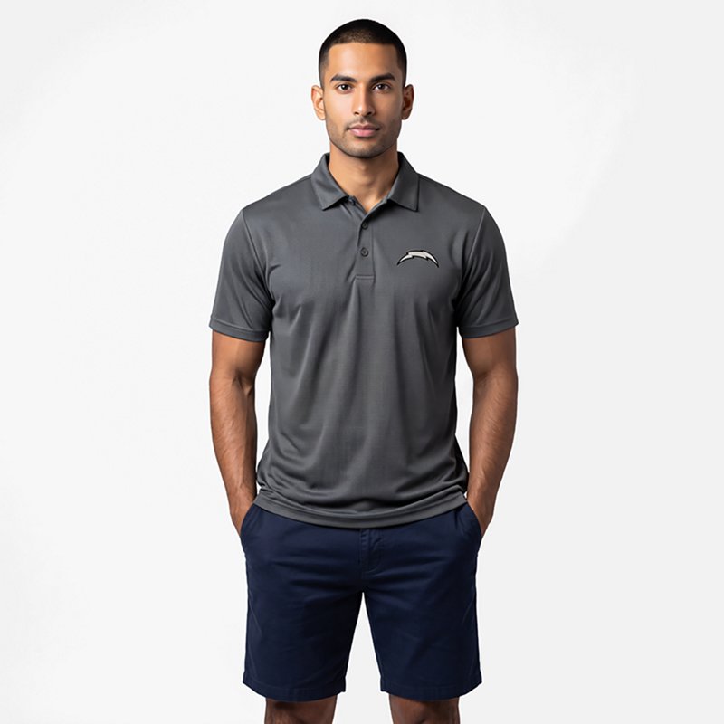 Men's Antigua  Pewter Los Angeles Chargers Ellipse Performance Polo