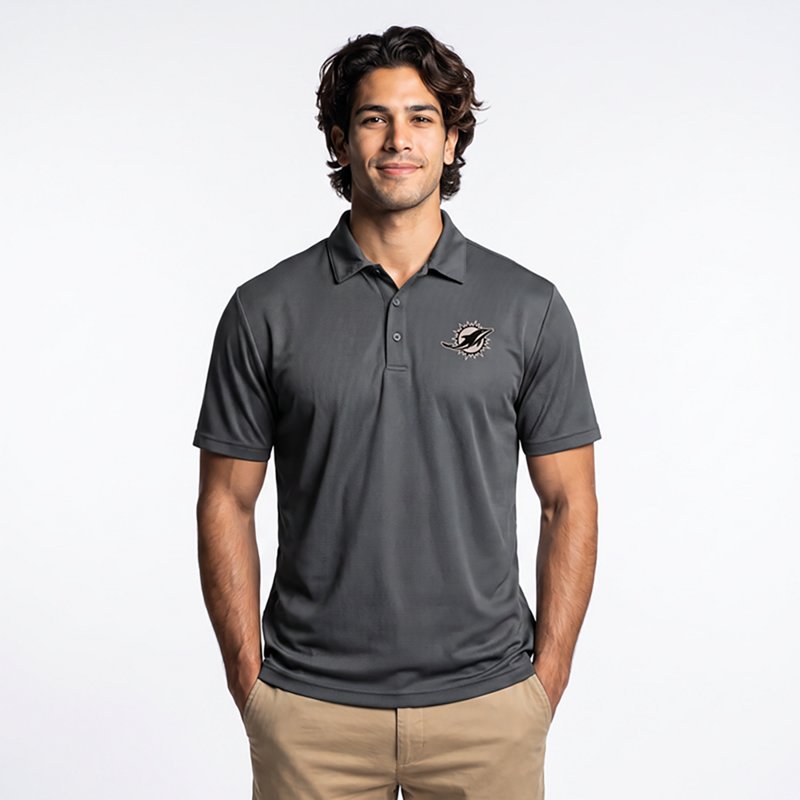 Men's Antigua  Pewter Miami Dolphins Ellipse Performance Polo