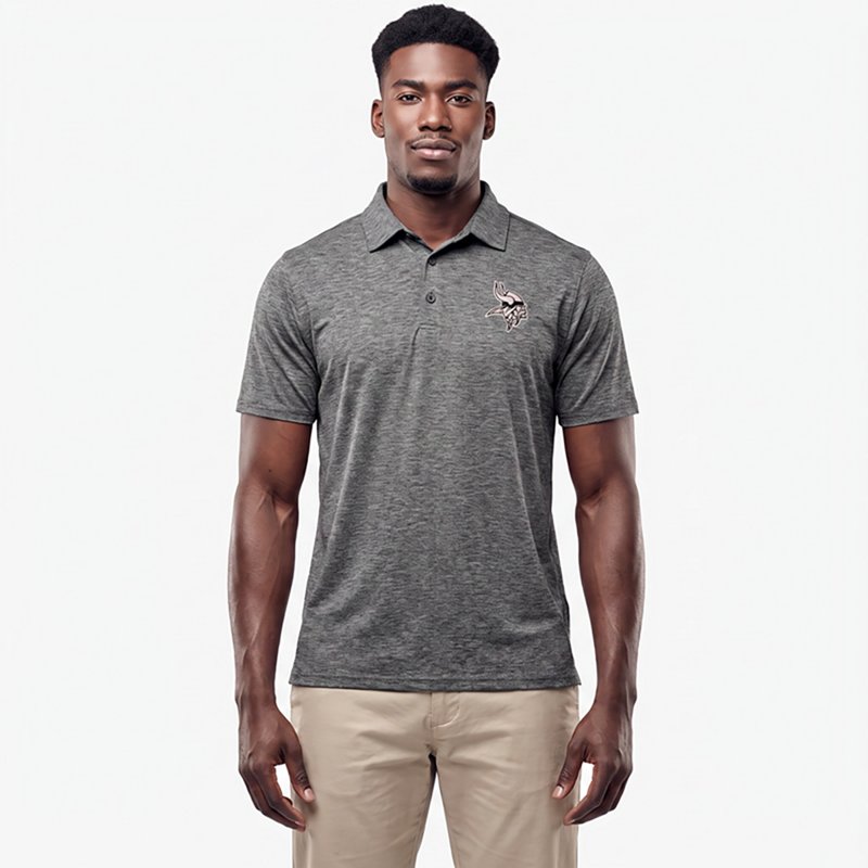 Men's Antigua  Heather Black Minnesota Vikings Par 3 Polo