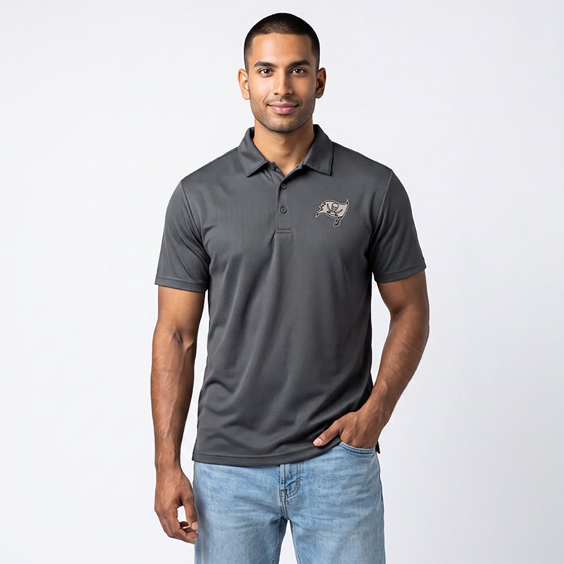 Men's Antigua  Pewter Tampa Bay Buccaneers Ellipse Performance Polo