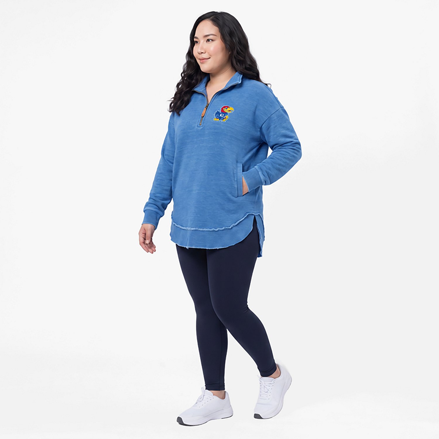 Pressbox Kansas Jayhawks Northfork Sojourn Poncho Quarter-Zip Sweatshirt