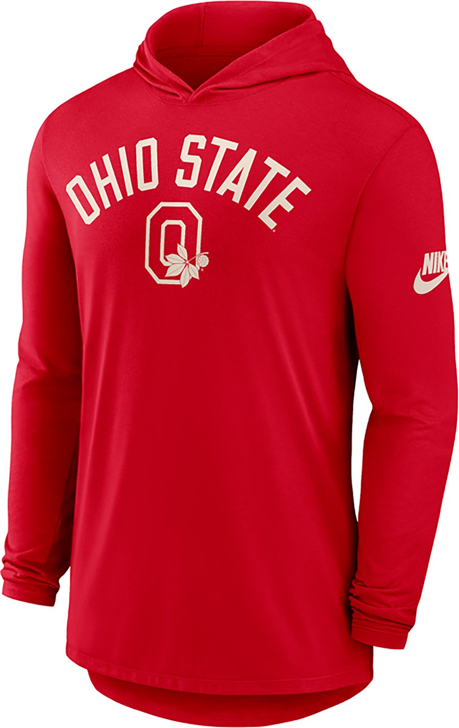 Nike Ohio State Buckeyes Legacy Arch Tri-Blend Long Sleeve Hooded T-Shirt