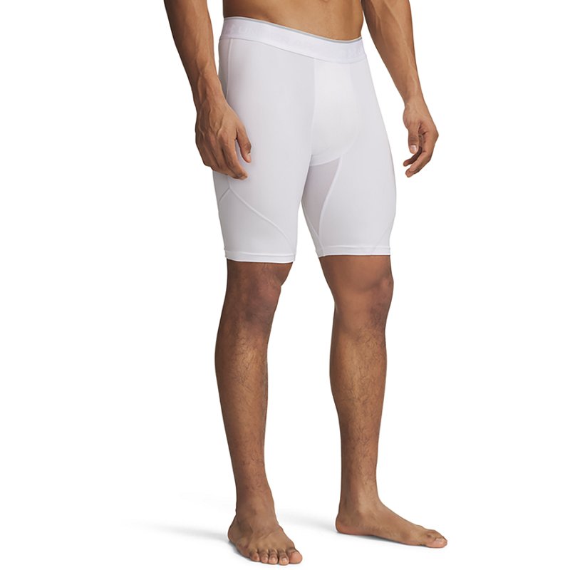 Under Armour Men's HeatGear Elite Long Compression Shorts, XXL, White/Reflective