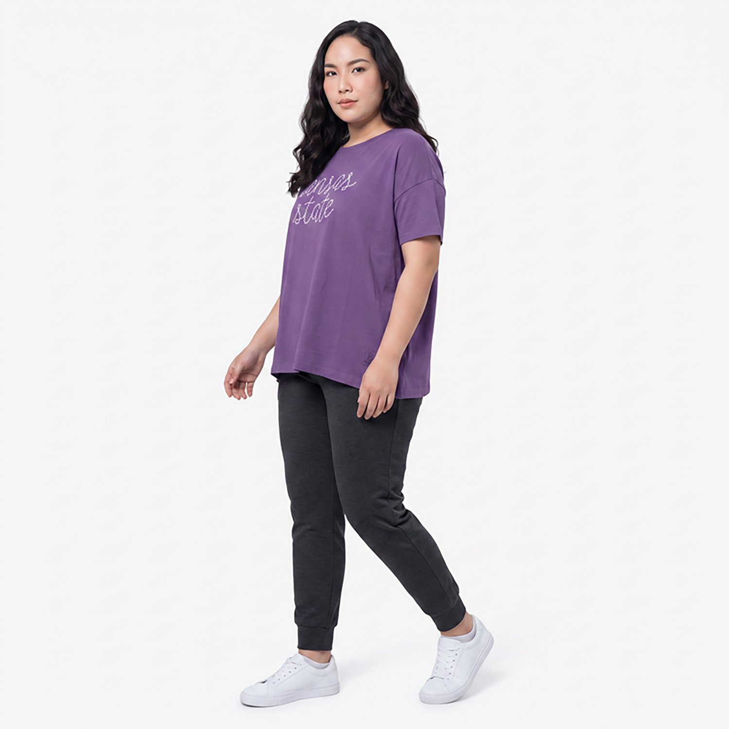 Pressbox Women's Kansas State Swirl Script Oversized T-shirt