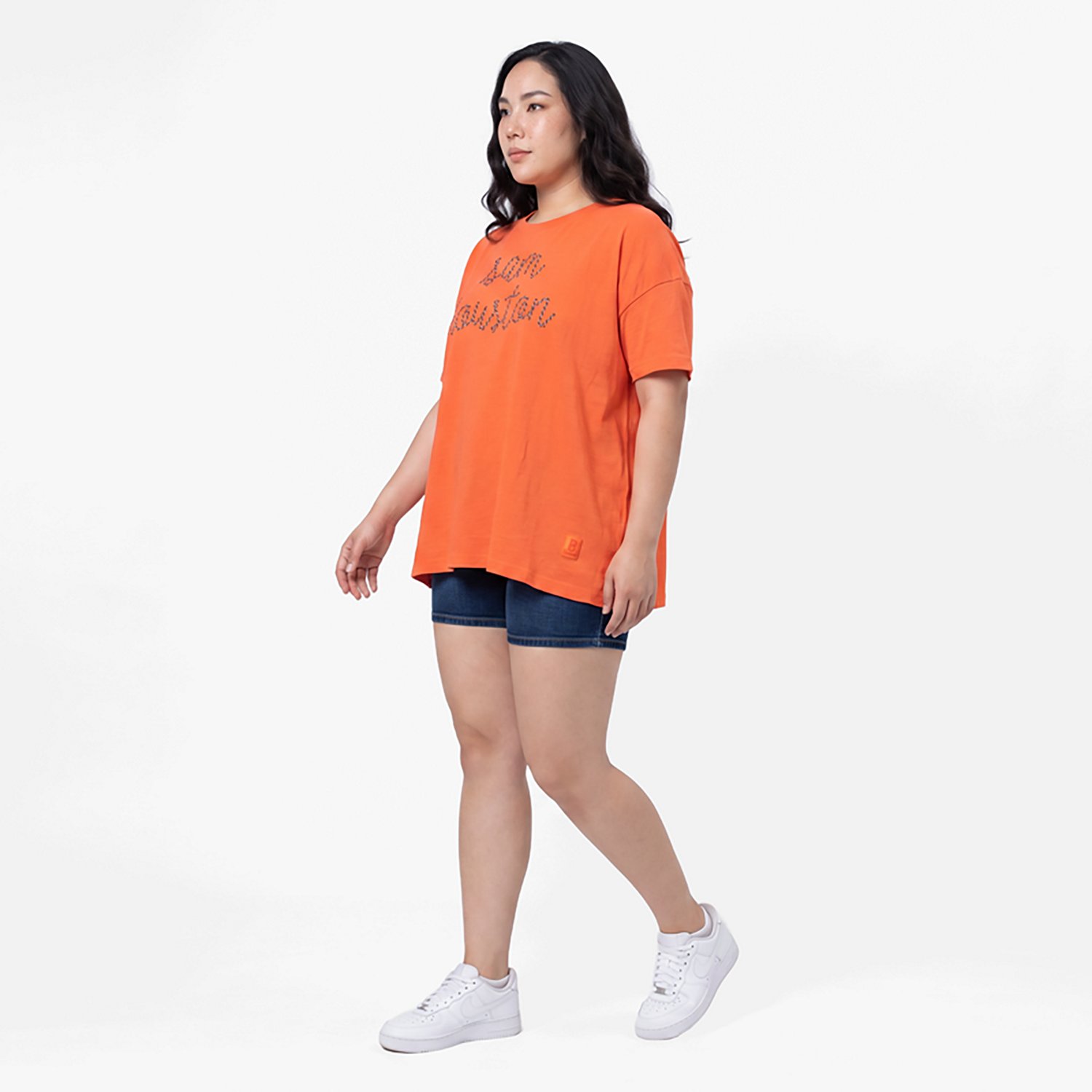 Pressbox Women's Sam Houston State Swirl Script Oversized Graphic T-Shirt