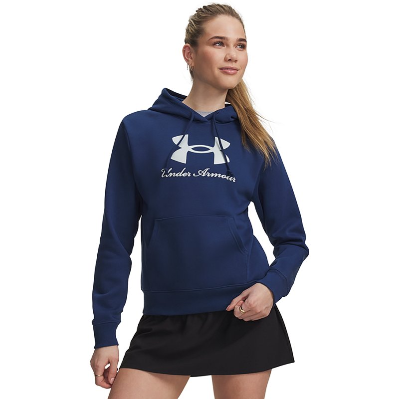Under Armour Women's Rival Hooded Shimmer Sweatshirt - Blackout Navy