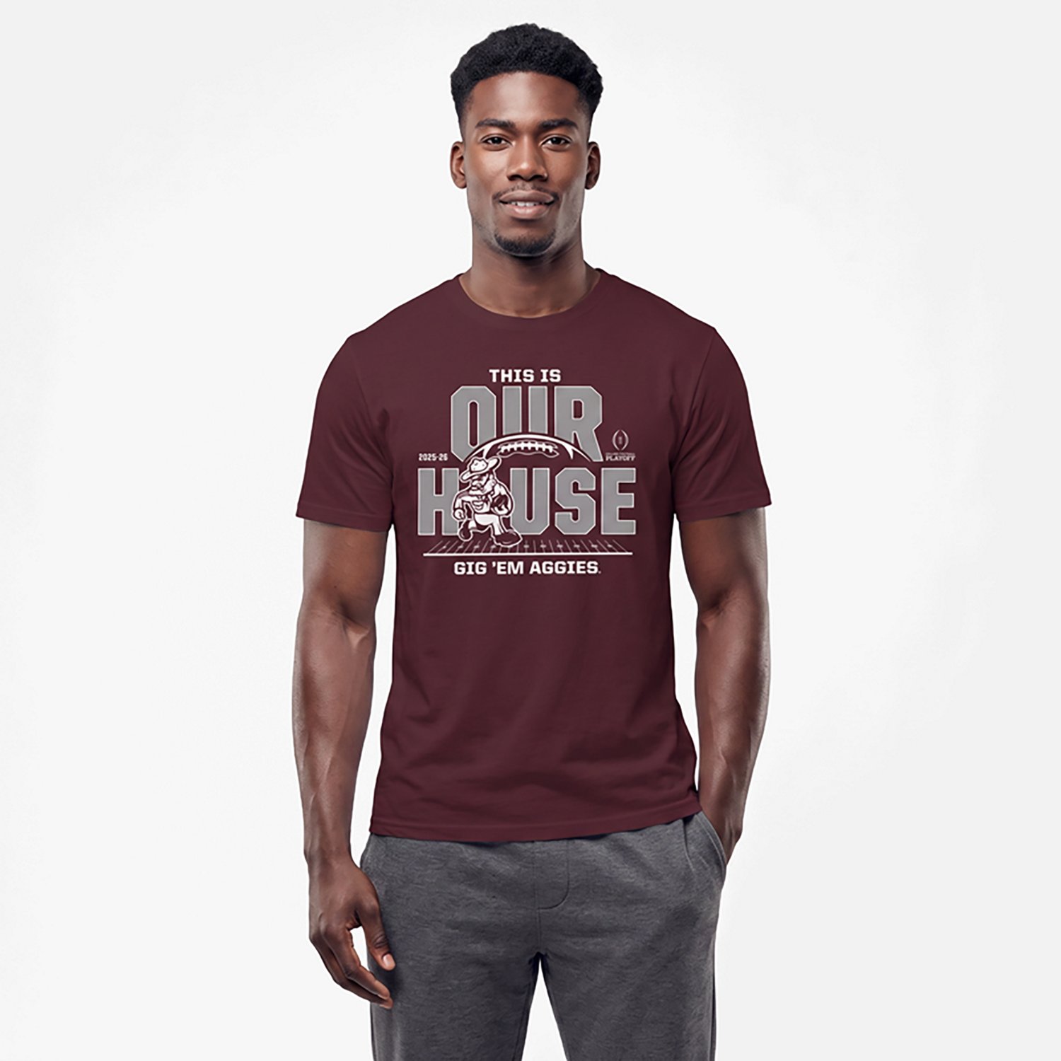 WILDCAT RETRO Men's Texas A&M University 2025 CFP Bound Our House Short Sleeve T-Shirt