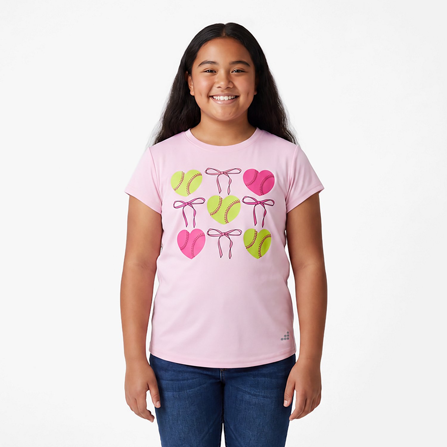 BCG Girls' Turbo Softball Hearts Graphic Short Sleeve T-Shirt - view number 2