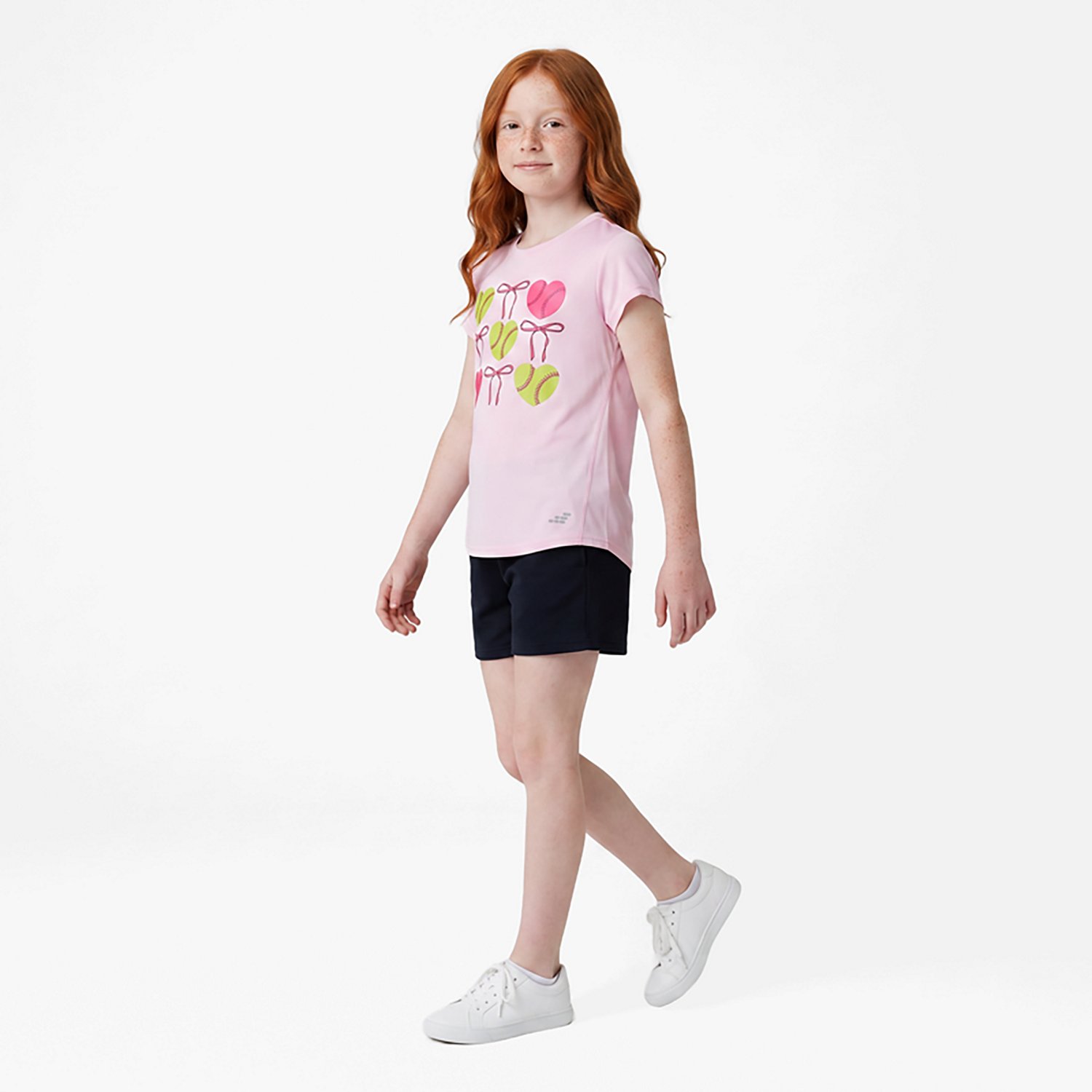BCG Girls' Turbo Softball Hearts Graphic Short Sleeve T-Shirt - view number 3
