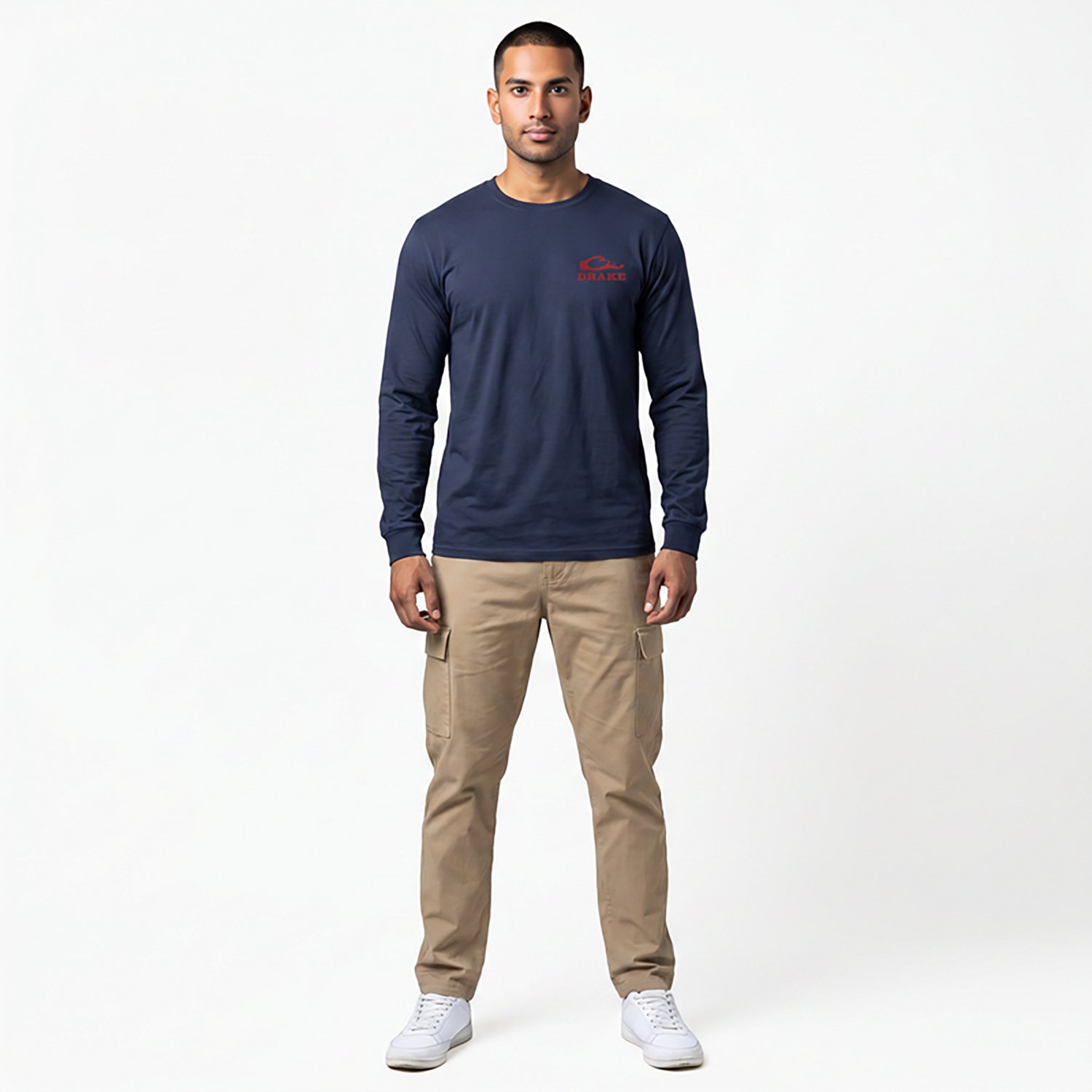 Drake Men's Waterfowl Red, White and Blue Duck Call Long Sleeve T-shirt