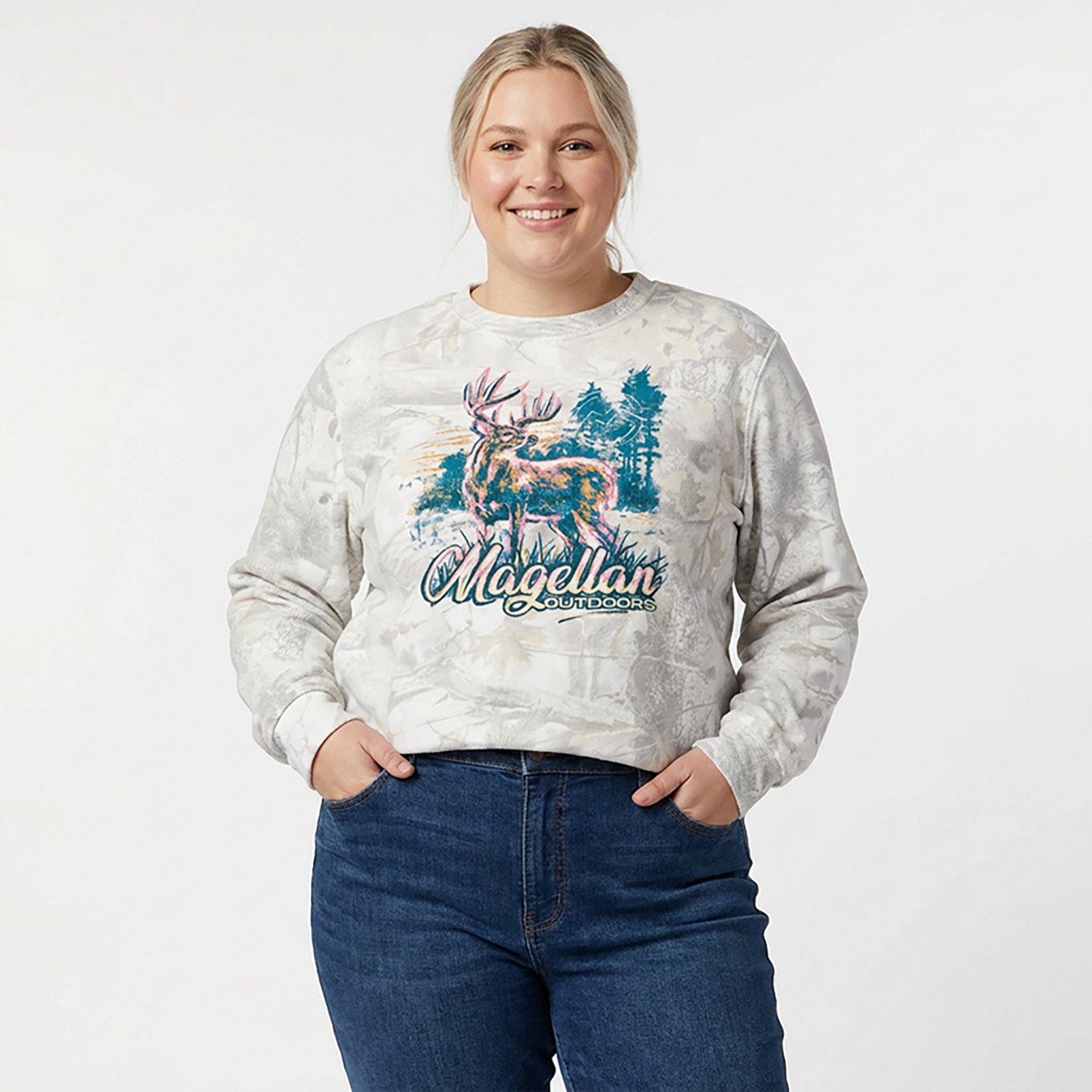 Magellan Outdoors Women's Deer Paint Sweatshirt - view number 2