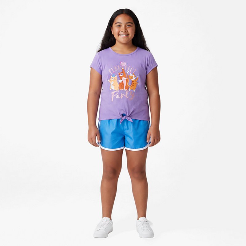 BCG Girls' 4-6X Purrfect Party Tie Front Short Sleeve 2-Piece Set