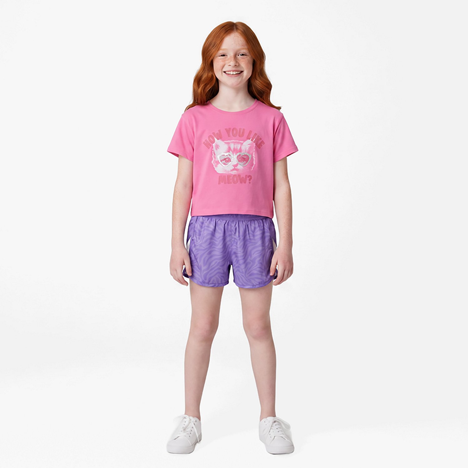 BCG Girls' 2T-4T Meow Short Sleeve 2-Piece Set