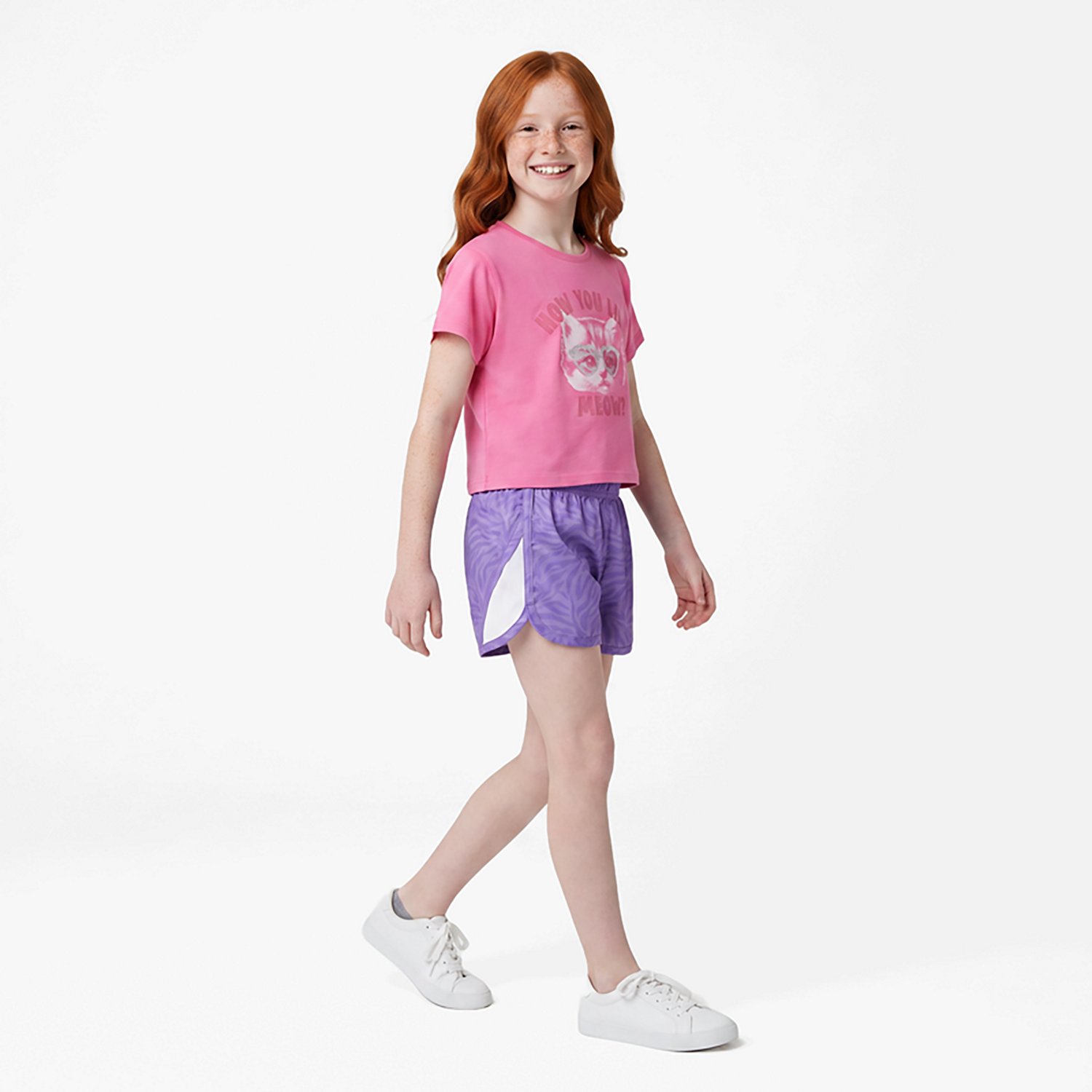 BCG Girls' 2T-4T Meow Short Sleeve 2-Piece Set