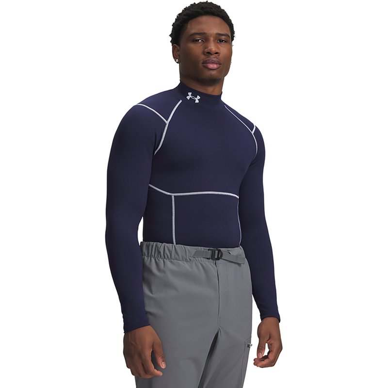 Under Armour Men's ColdGear NEOLAST Compression Mock, Medium, Midnight Navy/White/Ref