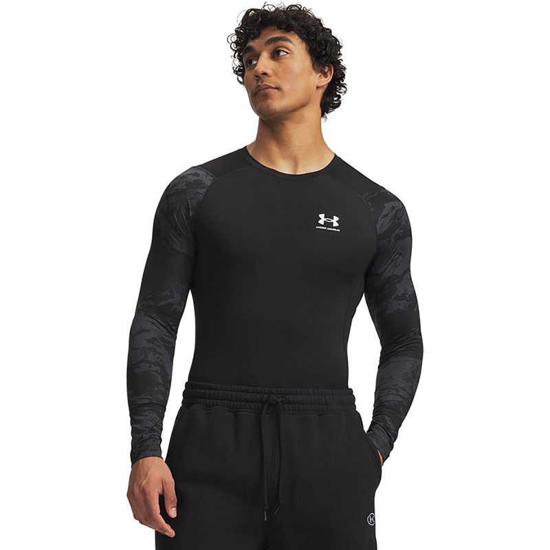 Under Armour Men's HeatGear Armour Compression Colorblock Long Sleeve, XXL, Ultimate Black/White