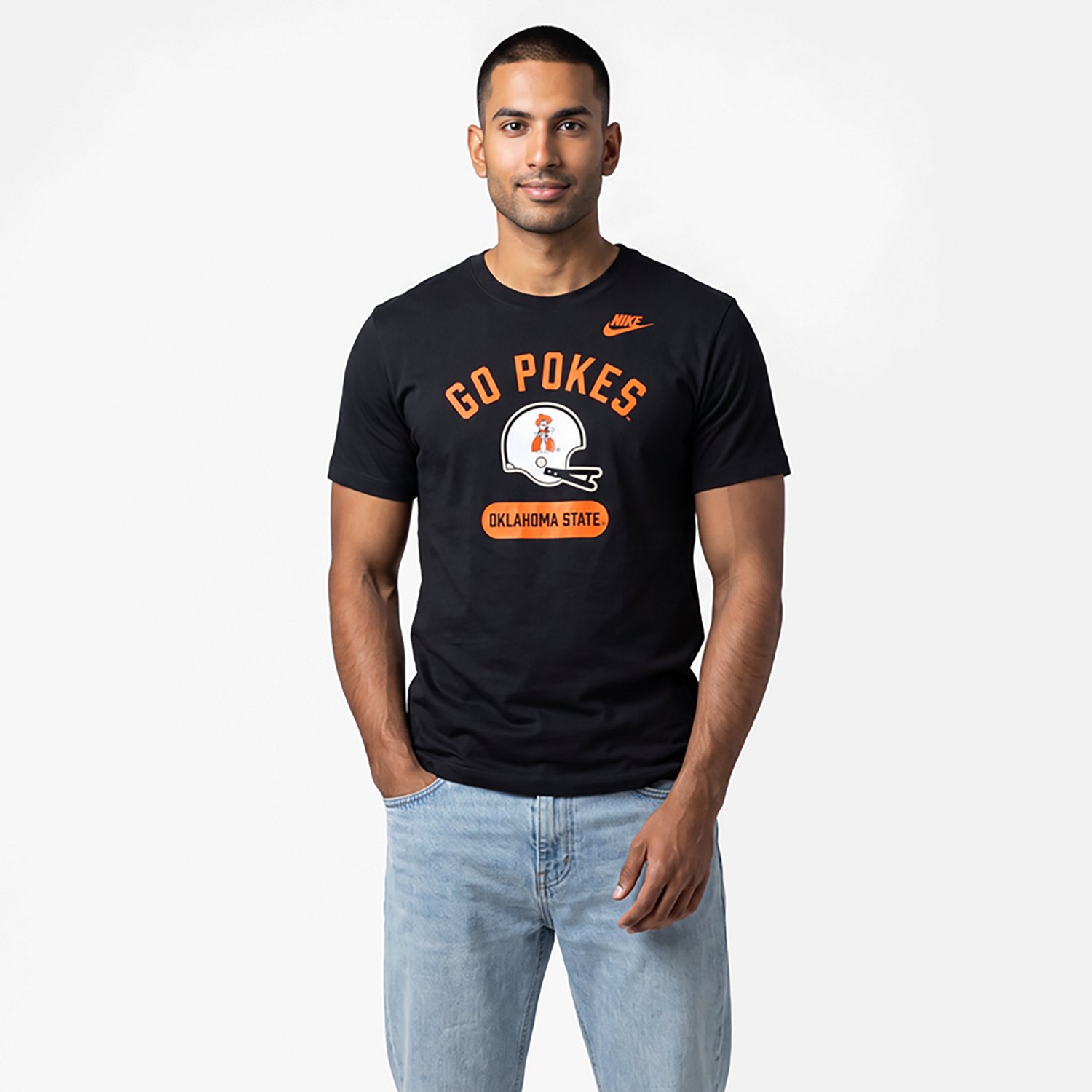 Nike Men's Oklahoma State Mantra Arch Over Helmet Short Sleeve T-shirt