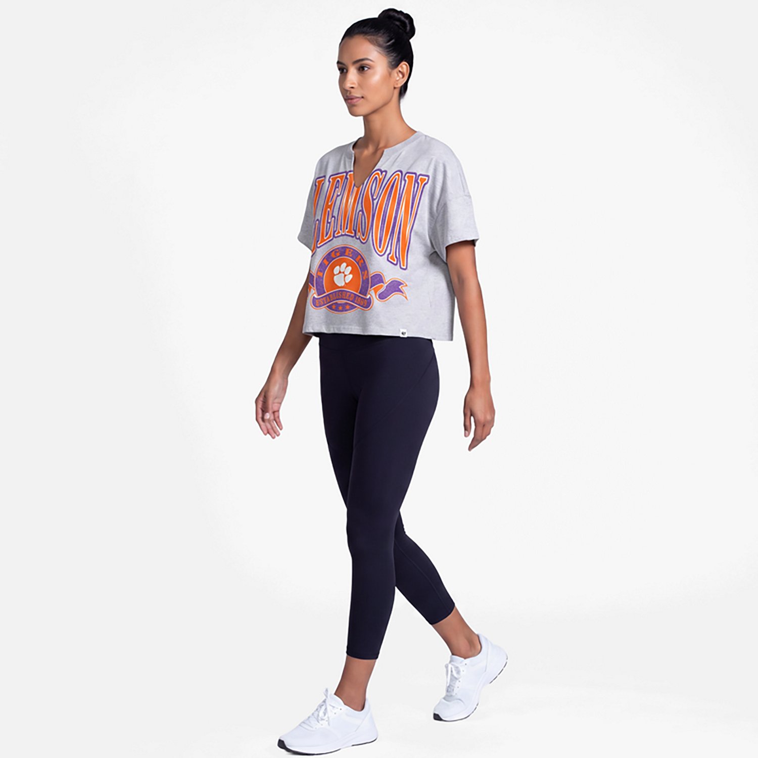 '47 Women's Clemson Banners Outs Oversized Notch Neck Short Sleeve T-shirt