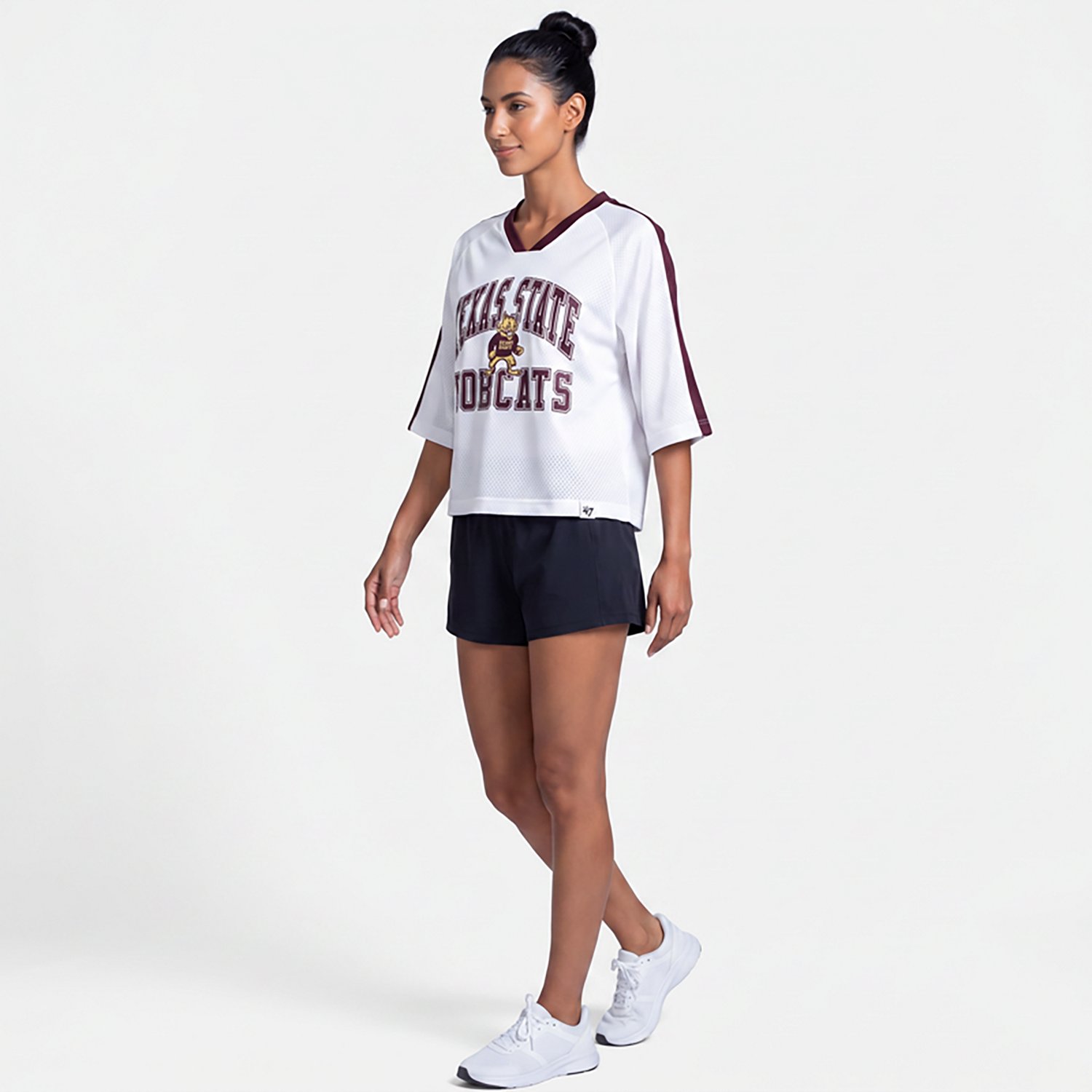 '47 Women's Texas State Big Overarch Drop Needle Raglan Short Sleeve T-shirt