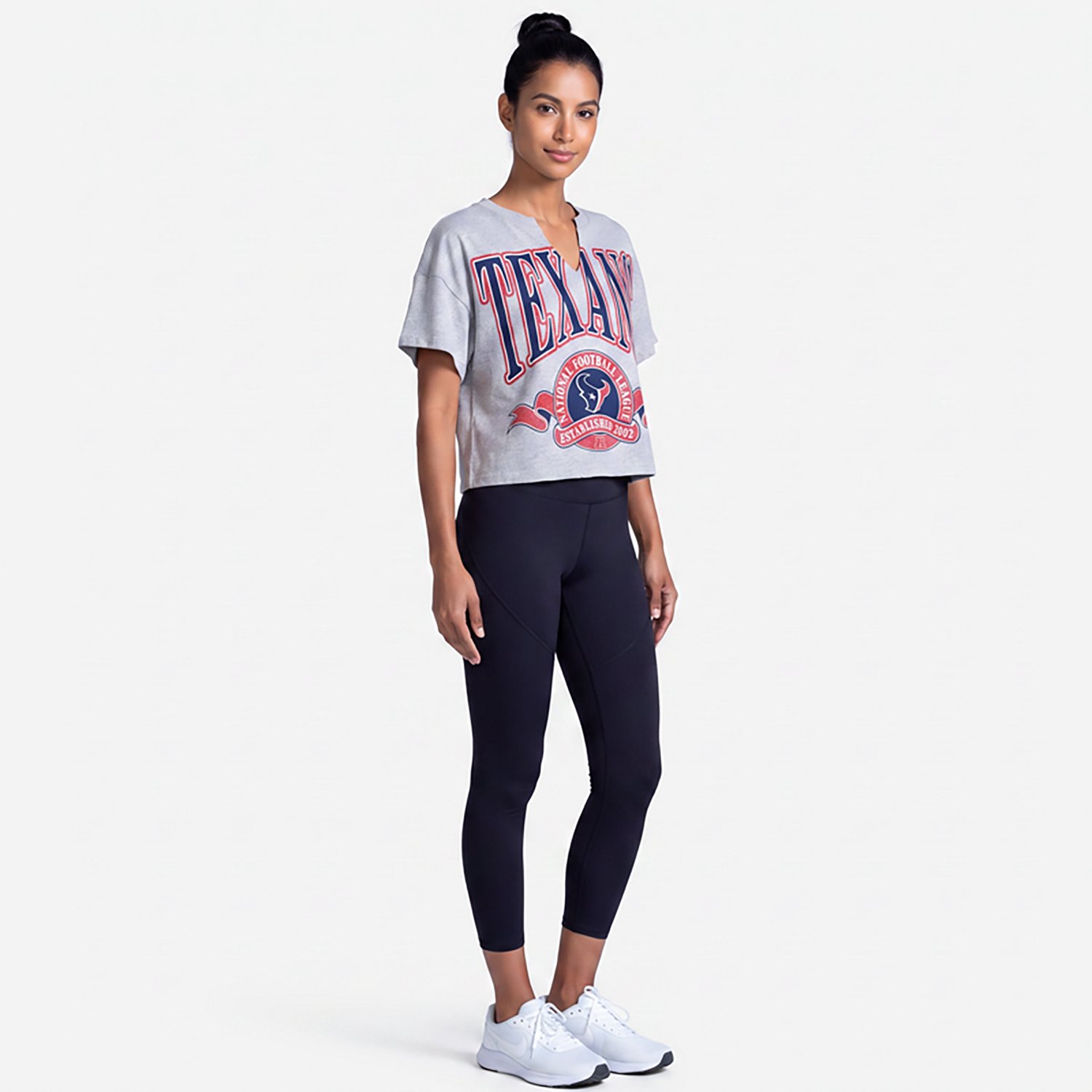 '47 Women's Texans Banners Out Oversized Notch Neck Short Sleeve T-shirt